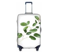 JIUTY Grande housse de valise extensible avec impression de brindilles de verdure naturelle blanche avec impression double face, garde les bagages fermés, blanc, M