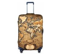 JIUTY Grande housse de valise extensible avec impression de carte du monde ancienne, avec impression double face, garde les bagages fermés, blanc, M