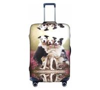 JIUTY Grande housse de valise extensible avec impression de chien mignon avec impression double face, garde les bagages fermés, blanc, S