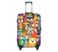JIUTY Grande housse de valise extensible avec impression de chiens schnauzer mignons à l'huile avec impression double face, garde les bagages fermés, blanc, XL