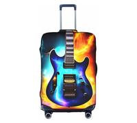 JIUTY Grande housse de valise extensible avec impression de guitare électrique magique avec impression double face, garde les bagages fermés, blanc, S