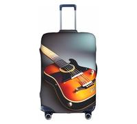 JIUTY Grande housse de valise extensible avec impression de guitare musicale avec impression double face, garde les bagages fermés, blanc, L