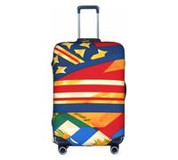 JIUTY Grande housse de valise extensible avec impression des drapeaux hawaïens autochtones avec impression double face, garde les bagages fermés, blanc, M