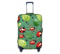JIUTY Grande housse de valise extensible avec impression des feuilles et des coccinelles avec impression double face, garde les bagages fermés, blanc, M
