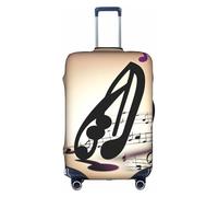 JIUTY Grande housse de valise extensible avec impression des notes de musique avec impression double face, garde les bagages fermés, blanc, M