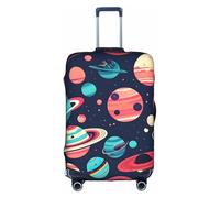 JIUTY Grande housse de valise extensible avec impression des planètes spatiales avec impression double face, garde les bagages fermés, blanc, S