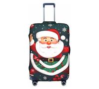 JIUTY Grande housse de valise, extensible avec impression double face, garde les bagages fermés avec inscription Merry Christmas Santa Claus, blanc, L