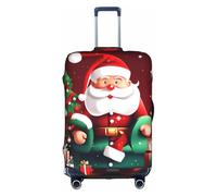 JIUTY Grande housse de valise extensible avec impression double face, garde les bagages fermés avec inscription Merry Christmas Santa Claus, blanc, XL