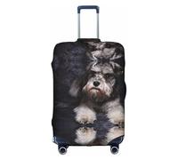 JIUTY Grande housse de valise extensible avec impression double face, garde les bagages fermés, blanc, L