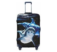 JIUTY Grande housse de valise extensible avec impression double face, garde les bagages fermés, blanc, XL