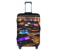JIUTY Grande housse de valise extensible avec impression vue nocturne de Las Vegas avec impression double face, garde les bagages fermés, blanc, XL