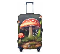 JIUTY Grande housse de valise, motif champignons, housse extensible avec impression double face, garde les bagages fermés, blanc, M