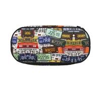 JIUTY Grande trousse à crayons avec fermeture éclair pour plaque d'immatriculation - Organiseur de bureau portable pour adultes, Noir , Taille unique, Organiseur de sac