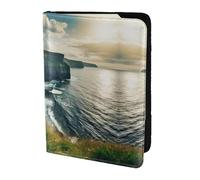 JIUTY Ireland Outdoors Portefeuille de passeport en cuir de vache pour homme et femme Motif comté de Clare The Cliffs, Noir , Taille unique