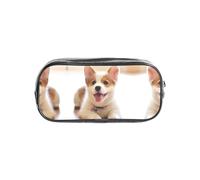 JIUTY Jolie trousse transparente Corgi élégante avec fermeture éclair lisse, sac de papeterie multifonction pour l'école et le bureau