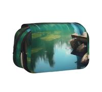 JIUTY Lake Fairy Trousse à crayons grande capacité avec double couche pour l'école, le bureau, l'université, Noir , Taille unique, Organiseur de sac