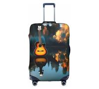 JIUTY Lake Guitar Reflections Grande housse de valise extensible avec impression double face, garde les bagages fermés, blanc, XL