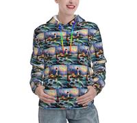 JIUTY Lighthouse Diamond Painting Sweat à capuche doublé pour femme avec poche avant et poches, Noir , XXL