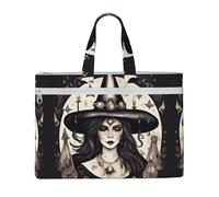 JIUTY Magic Witch Witchcraft Sacs fourre-tout en toile bohème 38,1 x 26,7 cm, sacs d'épicerie réutilisables unis pour travaux manuels et peinture, Noir , Taille unique