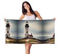 JIUTY Old Lighthouse-Standard-Scale-2_00x Printing 1 Pcs Peach Skin Velvet Quick Dry Lightweight Print Beach Towel For Beach Gym Outdoor Indoor