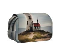 JIUTY Old Lighthouse-Standard-Scale-2_00x Trousse à crayons grande capacité avec double couche pour l'école, le bureau, l'université, Noir , Taille unique, Organiseur de sac