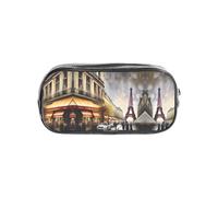 JIUTY Peinture à l'huile Paris Street Scène Tour Eiffel élégante trousse transparente avec fermeture éclair lisse, sac de papeterie multifonction pour l'école et le bureau