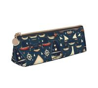 JIUTY Petite trousse à crayons à fermeture éclair sur le thème des pirates voiliers pour enfants, pour crayons, stylos, marqueurs, maquillage, pièces de monnaie, blanc, Taille unique, Organiseur de