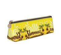 JIUTY Petite trousse à crayons avec motif Hello Sunshine pour l'école sur fond jaune pour crayons, stylos, marqueurs, maquillage, pièces de monnaie, blanc, Taille unique, Organiseur de sac
