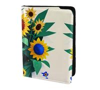 JIUTY Porte-passeport en cuir de vache avec impression abeille et tournesol pour homme et femme, accessoires de couverture de documents de voyage, Noir , Taille unique