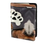 JIUTY Porte-passeport en cuir de vache avec impression pattes de chien pour homme et femme, accessoires de couverture de documents de voyage, Noir , Taille unique