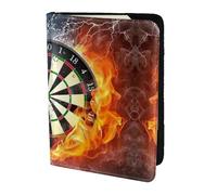 JIUTY Porte-passeport en cuir de vachette avec impression de cible de fléchettes pour homme et femme, accessoires de couverture de documents de voyage, Noir , Taille unique