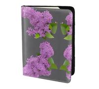 JIUTY Porte-passeport en cuir de vachette avec imprimé fleurs lilas en fleur pour homme et femme, accessoires de couverture de documents de voyage, Noir , Taille unique