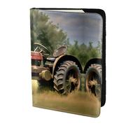 JIUTY Porte-passeport en cuir de vachette pour photos de vieux tracteur imprimé ferme pour homme et femme, accessoires de couverture de documents de voyage, Noir , Taille unique