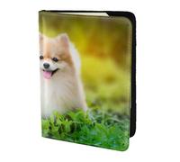 JIUTY Porte-passeport imprimé chiot mignon au printemps pour homme et femme, portefeuille de voyage en cuir de vachette, accessoires de couverture de documents de voyage, Noir , Taille unique