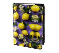 JIUTY Porte-passeport imprimé citron et fleurs pour homme et femme, portefeuille de voyage en cuir de vachette, accessoires de couverture de documents de voyage, Noir , Taille unique