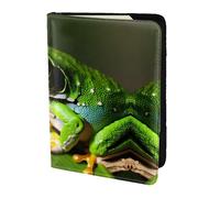 JIUTY Porte-passeport imprimé grenouille arbre bébé pour homme et femme, portefeuille de voyage en cuir de vachette, accessoires de couverture de documents de voyage, Noir , Taille unique