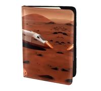 JIUTY Porte-passeport imprimé Mars Planet pour homme et femme, portefeuille de voyage en cuir de vachette, accessoires de couverture de documents de voyage, Noir , Taille unique