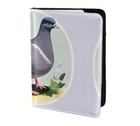 JIUTY Porte-passeport imprimé pigeon gris pour homme et femme, portefeuille de voyage en cuir de vache, accessoires de couverture de documents de voyage, Noir , Taille unique