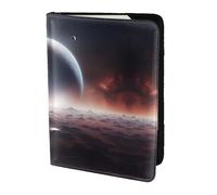 JIUTY Porte-passeport imprimé planète spatiale pour homme et femme, portefeuille de voyage en cuir de vache, accessoires de couverture de documents de voyage, Noir , Taille unique