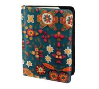 JIUTY Portefeuille de passeport mexicain en cuir de vachette avec impression bohème pour homme et femme, accessoires de couverture de documents de voyage, Noir , Taille unique