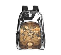 JIUTY Sac à dos de sécurité en PVC avec imprimé carte du monde ancienne, sac à dos d'école, sac à dos de voyage, poche latérale en maille, utilitaire moderne
