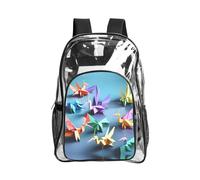 JIUTY Sac à dos de sécurité en PVC imprimé grues multicolores origami sac à dos d'école sac à dos voyage poche latérale maille utilitaire moderne