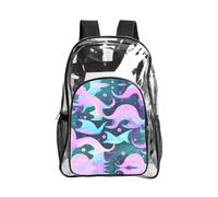 JIUTY Sac à dos de sécurité en PVC transparent avec poche frontale et poche latérale Motif sirène Rose pastel Aqua