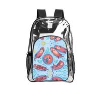 JIUTY Sac à dos de sécurité en PVC transparent imprimé loutres marron avec poche avant latérale en maille utilitaire moderne