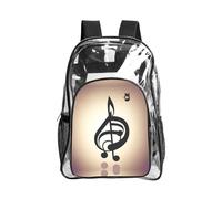 JIUTY Sac à dos de sécurité imprimé notes de musique imprimé transparent PVC école sac à dos voyage poche latérale maille utilitaire moderne