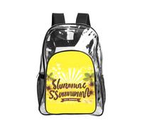 JIUTY Sac à dos de sécurité transparent avec imprimé Hello Sunshine sur fond jaune en PVC, sac à dos d'école, sac à dos de voyage, poche latérale en maille, utilitaire moderne