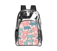 JIUTY Sac à dos de sécurité transparent en PVC avec motif cochon mignon - Poche avant - Poche latérale - Utilitaire moderne