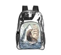 JIUTY Sac à dos de sécurité transparent en PVC avec poche avant en maille filet moderne