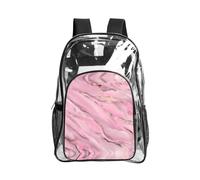JIUTY Sac à dos de sécurité transparent en PVC avec texture marbrée, poche avant, poche latérale en maille, utilitaire moderne
