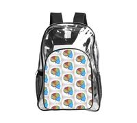 JIUTY Sac à dos de sécurité transparent imprimé cerveau gauche et droit en PVC, sac à dos d'école, sac de voyage, poche avant, maille latérale utilitaire moderne